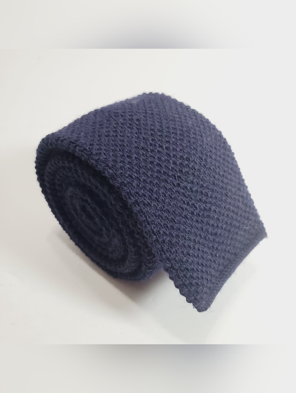 Private Club Solid Blue Pattern Mens Knit Wool Neck Tie Square Ends 52x2.25"